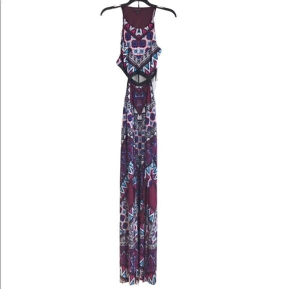 mm mm mm Maxi Dress Aztec Print Purple White Turquoise Small - Picture 6 of 7